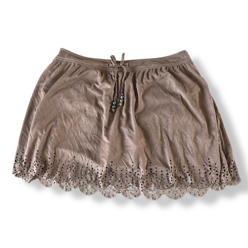 [Justice] Brown Suede Skirt w Shorts Lining